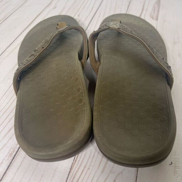 Vionic Tide Bronze Metallic Sequins Orthaheel Brown Flip Flip Sandals Sz 9 - Picture 3 of 5
